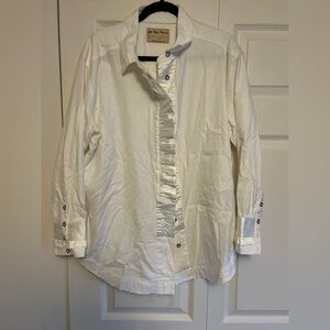 We The Free Cream Ruffle-Front Button Shirt
